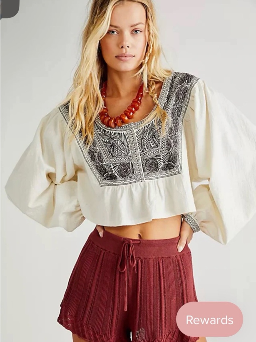 FREE PEOPLE Embroidered IGGIE Top  NWOT Size S MSRP$148 - Picture 3 of 10
